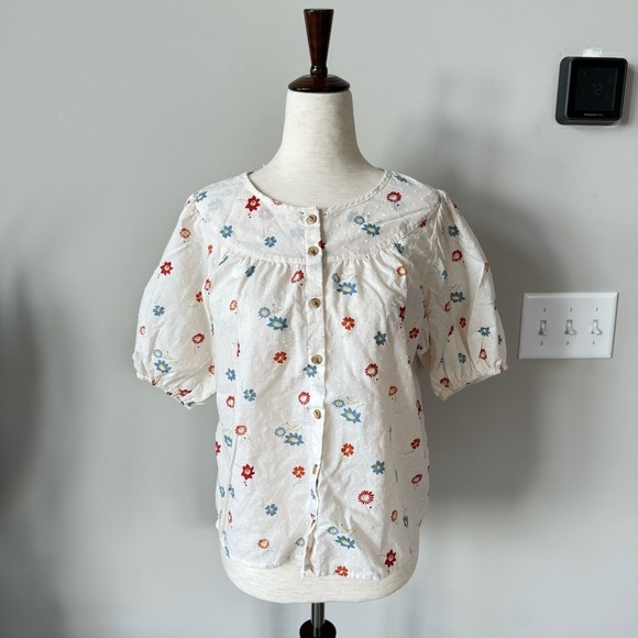 Madewell Cotton Puff Sleeve Prose Shirt in Dotted Floral Heyday - Picture 8 of 10